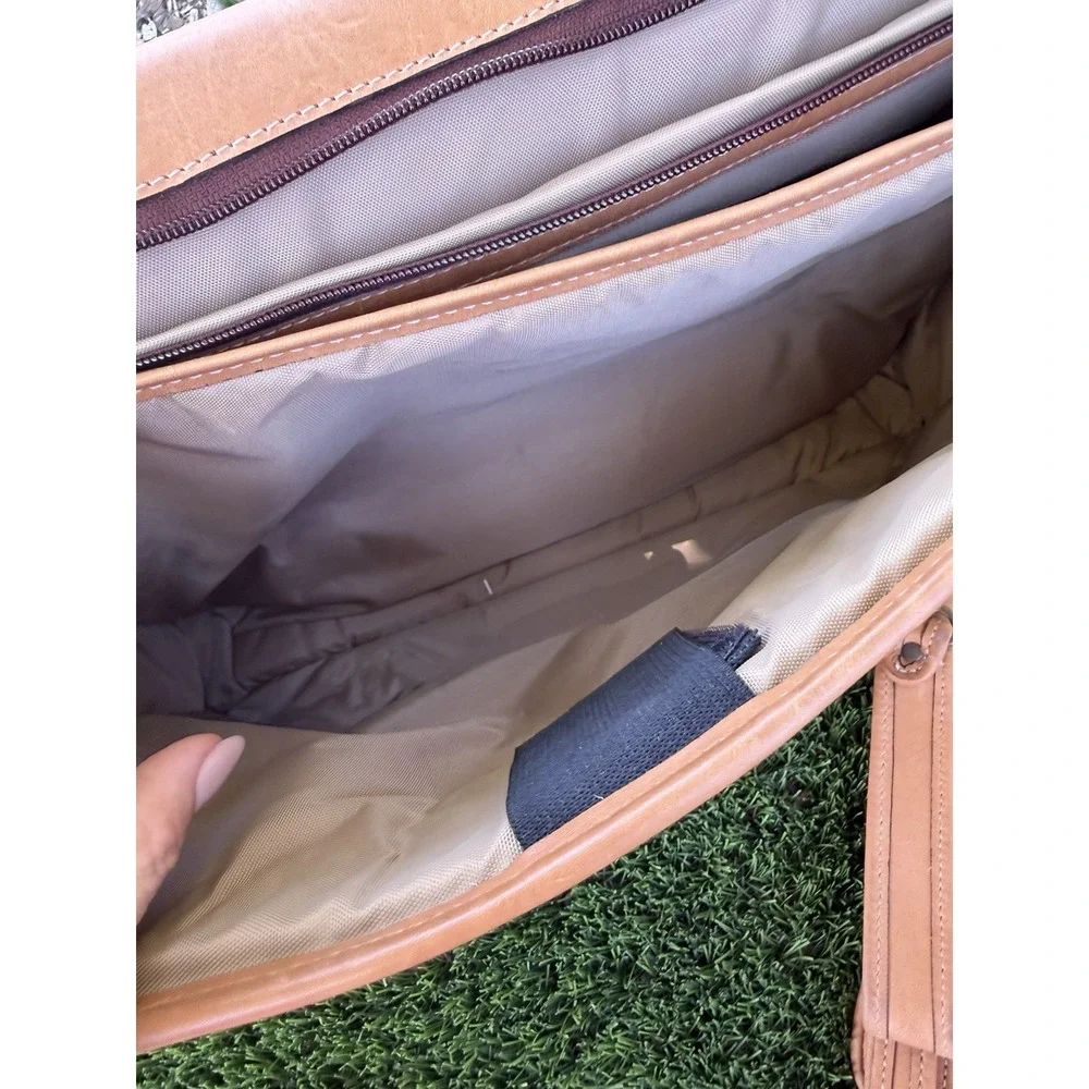 Vintage Korchmar Tan Leather Briefcase Double Buckle Business Work Bag